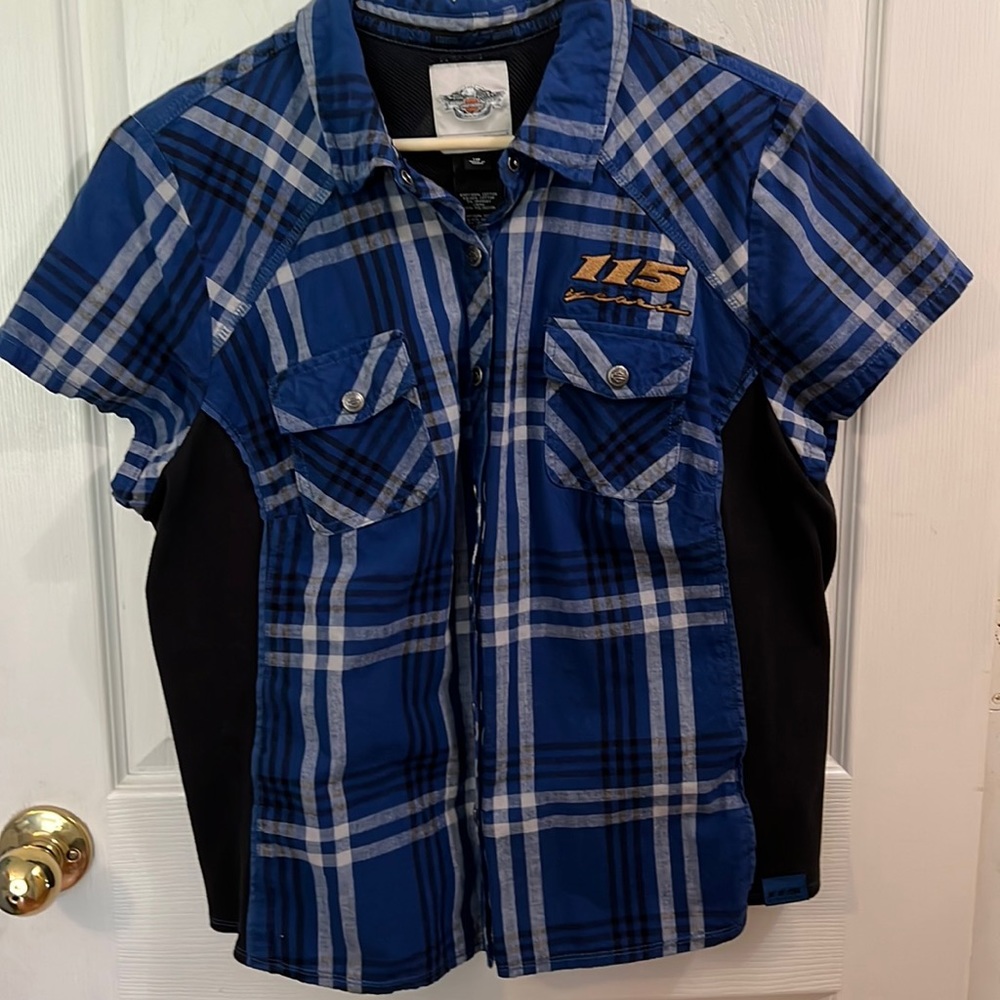 Plaid Harley Davidson brand new without tags snap front w/two snap pockets